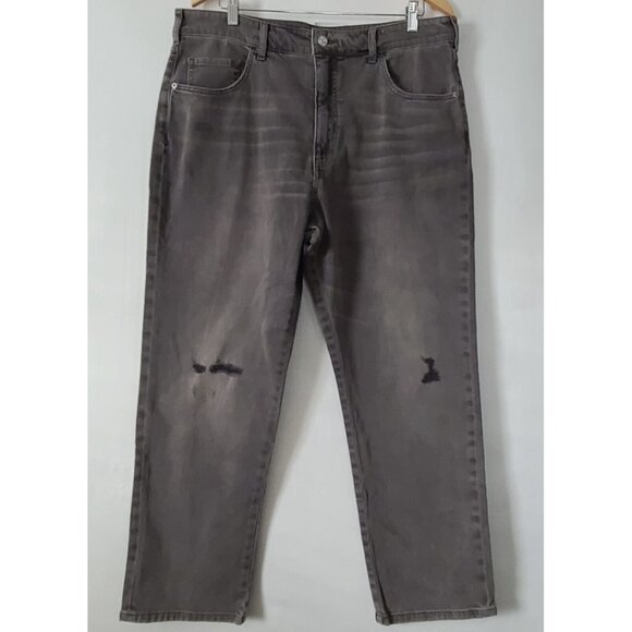 Anthropologie Pilcro The Borrowed Boyfriend Jeans Sz 32 Gray Distressed NWOT - Picture 2 of 14